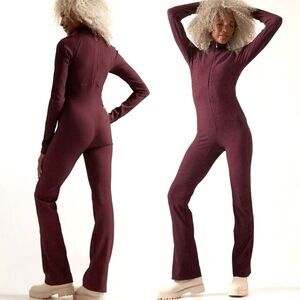 NWT Athleta x Alicia Keys Size Large Goddess Bodysuit Jumpsuit in Maroon NEW
